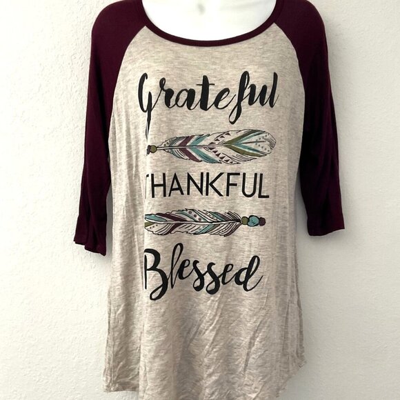 GRATEFUL THANKFUL BLESSED T-SHIRT TOP LIGHTWEIGHT - Picture 1 of 9